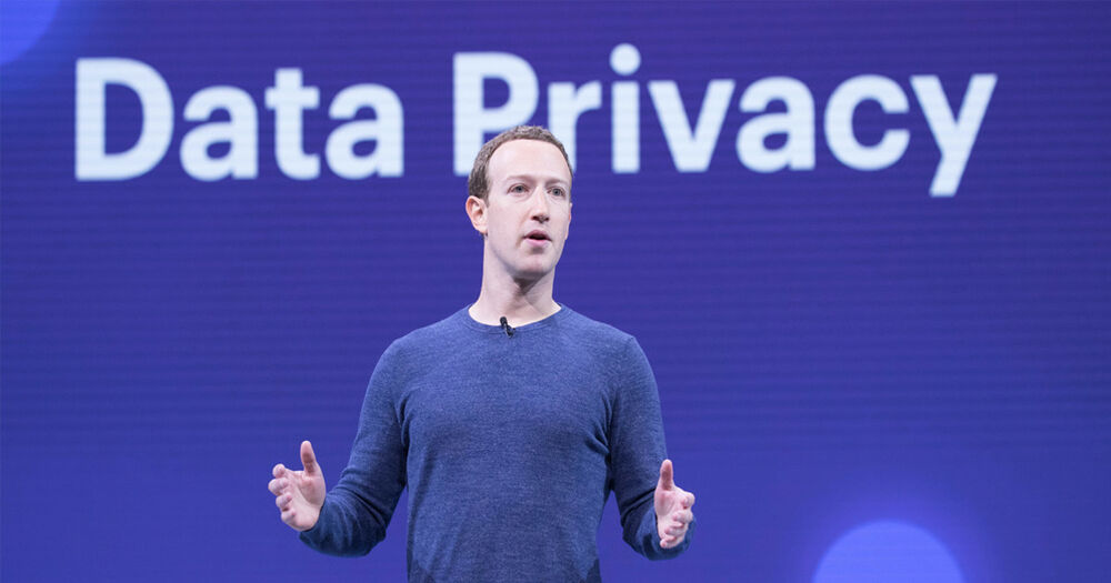 Mark Zuckerberg speaking on a stage