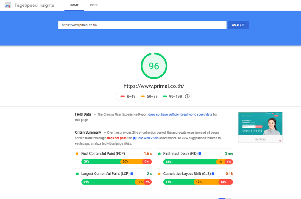 Pagespeed insights สำหรับวัดความเร็วเว็บไซต์