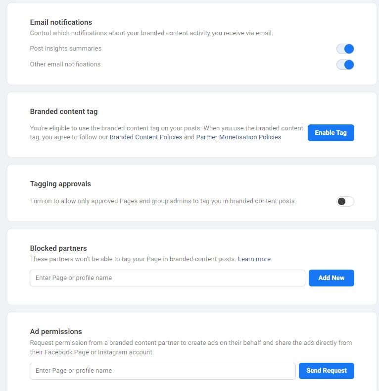 เปิดการใช้งาน Facebook Branded Content